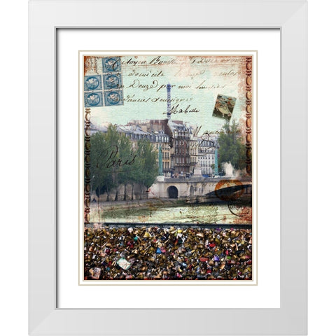 Postcards of Paris IX White Modern Wood Framed Art Print with Double Matting by Lloyd, Sandy