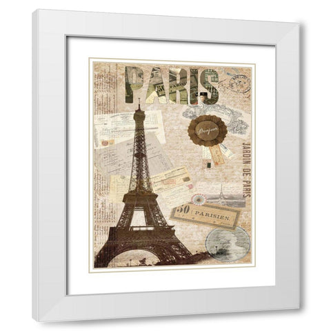 Postcards of Paris XIV White Modern Wood Framed Art Print with Double Matting by Lloyd, Sandy