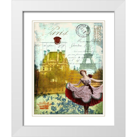 Femme Paris I White Modern Wood Framed Art Print with Double Matting by Lloyd, Sandy