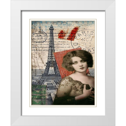 Femme Paris IV White Modern Wood Framed Art Print with Double Matting by Lloyd, Sandy