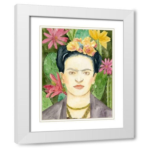 Frida Kahlo I White Modern Wood Framed Art Print with Double Matting by Wang, Melissa