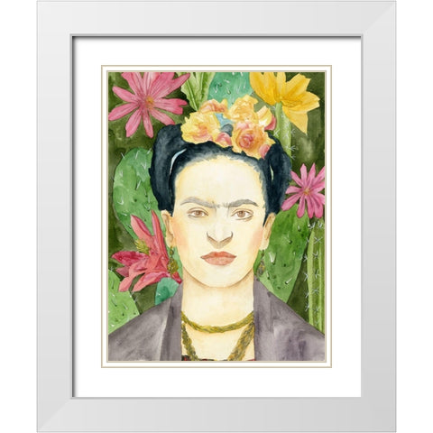 Frida Kahlo I White Modern Wood Framed Art Print with Double Matting by Wang, Melissa