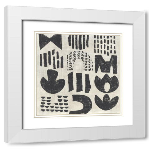 Tabla I White Modern Wood Framed Art Print with Double Matting by Zarris, Chariklia