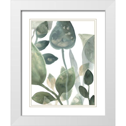 Water Leaves I White Modern Wood Framed Art Print with Double Matting by Vess, June Erica