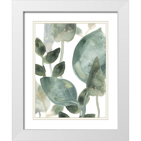 Water Leaves II White Modern Wood Framed Art Print with Double Matting by Vess, June Erica