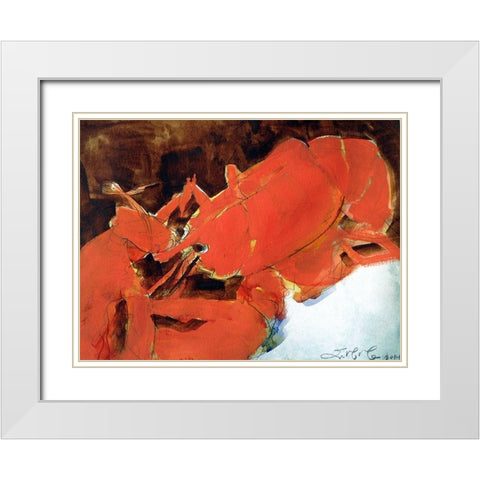 Abstract Lobster II White Modern Wood Framed Art Print with Double Matting by Ferrell, Erin McGee