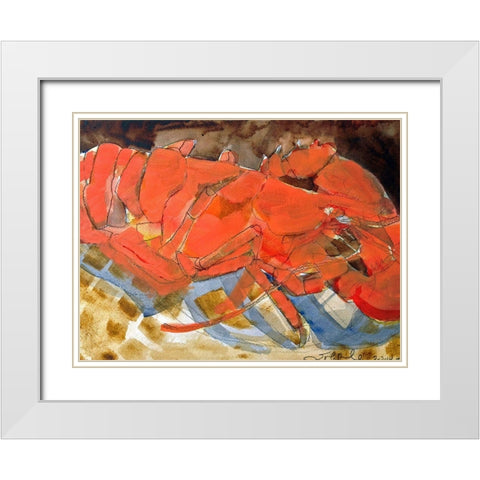 Abstract Lobster III White Modern Wood Framed Art Print with Double Matting by Ferrell, Erin McGee