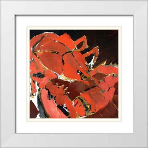Abstract Lobster V White Modern Wood Framed Art Print with Double Matting by Ferrell, Erin McGee