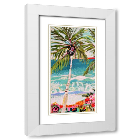 Palm Tree Wimsy I White Modern Wood Framed Art Print with Double Matting by Fields, Karen
