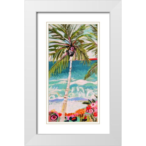 Palm Tree Wimsy I White Modern Wood Framed Art Print with Double Matting by Fields, Karen