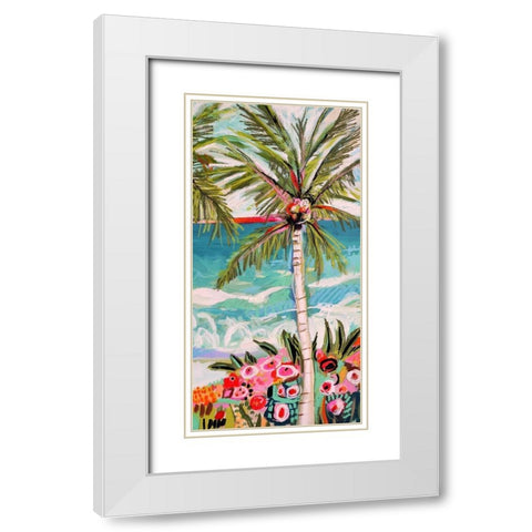 Palm Tree Wimsy II White Modern Wood Framed Art Print with Double Matting by Fields, Karen