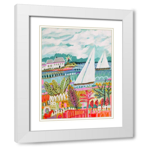 Two Sailboats and Cottage II White Modern Wood Framed Art Print with Double Matting by Fields, Karen