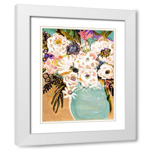 Summer Flowers in a Vase I White Modern Wood Framed Art Print with Double Matting by Fields, Karen