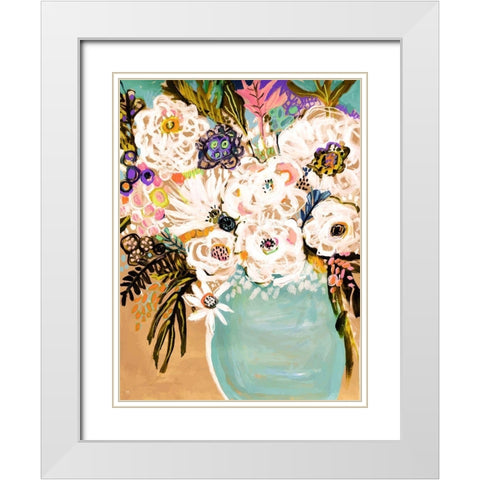 Summer Flowers in a Vase I White Modern Wood Framed Art Print with Double Matting by Fields, Karen