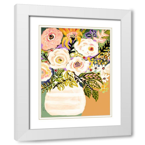 Summer Flowers in a Vase II White Modern Wood Framed Art Print with Double Matting by Fields, Karen
