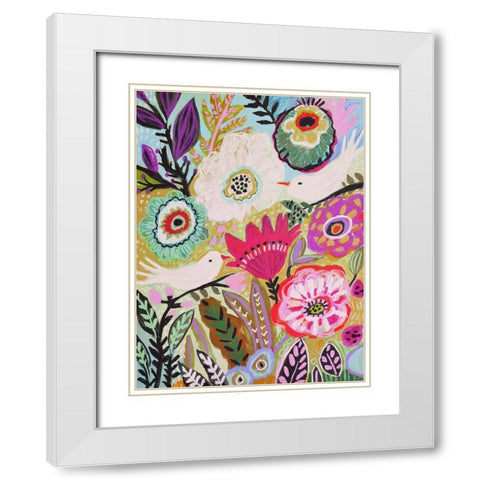 Garden Birds I White Modern Wood Framed Art Print with Double Matting by Fields, Karen