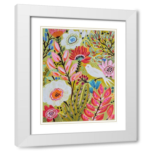Garden Birds II White Modern Wood Framed Art Print with Double Matting by Fields, Karen