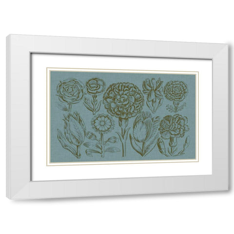 Flower Display I White Modern Wood Framed Art Print with Double Matting by Vision Studio