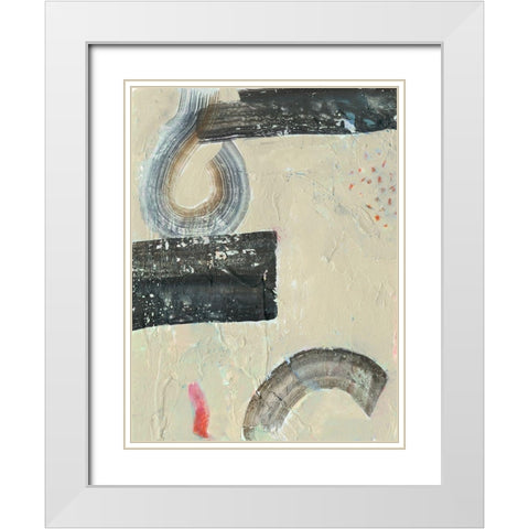 Striate IV White Modern Wood Framed Art Print with Double Matting by Borges, Victoria