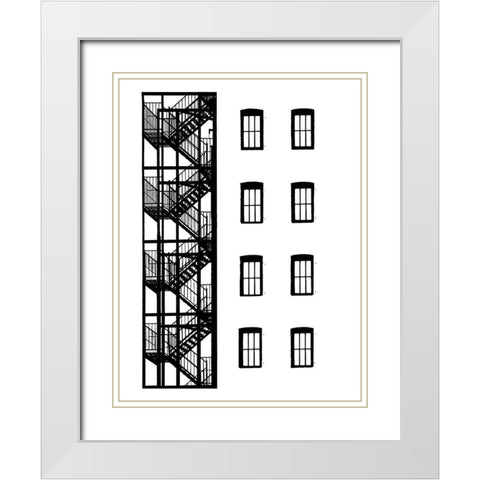 NYC in Pure B and W VII White Modern Wood Framed Art Print with Double Matting by Pica, Jeff
