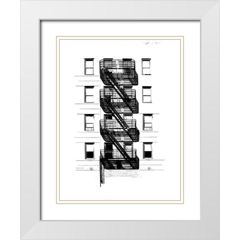 NYC in Pure B and W XI White Modern Wood Framed Art Print with Double Matting by Pica, Jeff