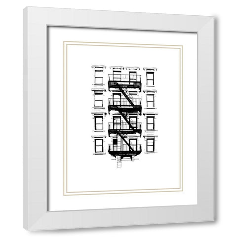 NYC in Pure B and W XII White Modern Wood Framed Art Print with Double Matting by Pica, Jeff