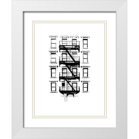 NYC in Pure B and W XII White Modern Wood Framed Art Print with Double Matting by Pica, Jeff