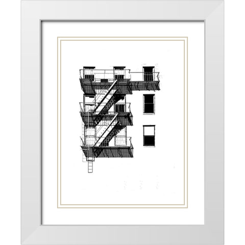 NYC in Pure B and W XIV White Modern Wood Framed Art Print with Double Matting by Pica, Jeff