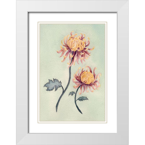 Chrysanthemum Beauty II White Modern Wood Framed Art Print with Double Matting by Chabot, Natasha