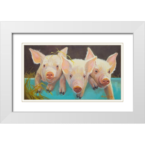 Life as a Pig I White Modern Wood Framed Art Print with Double Matting by Hawley, Carolyne