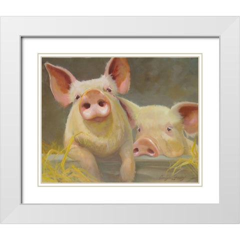 Life as a Pig II White Modern Wood Framed Art Print with Double Matting by Hawley, Carolyne