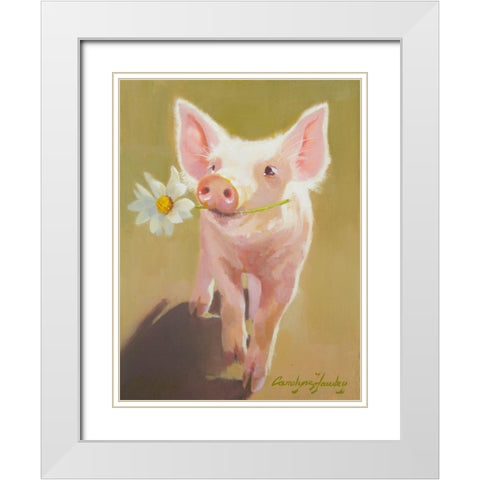 Life as a Pig IV White Modern Wood Framed Art Print with Double Matting by Hawley, Carolyne