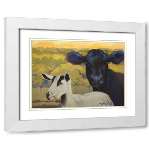 Farm Pals IV White Modern Wood Framed Art Print with Double Matting by Hawley, Carolyne