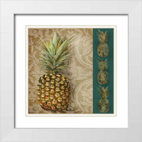 Pineapple Welcome I White Modern Wood Framed Art Print with Double Matting by Reynolds, Jade