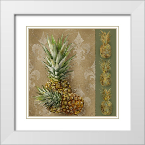 Pineapple Welcome II White Modern Wood Framed Art Print with Double Matting by Reynolds, Jade