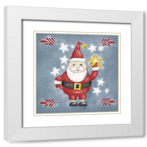 Folksy Christmas I White Modern Wood Framed Art Print with Double Matting by Zarris, Chariklia