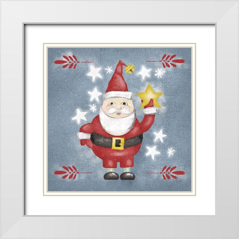 Folksy Christmas I White Modern Wood Framed Art Print with Double Matting by Zarris, Chariklia