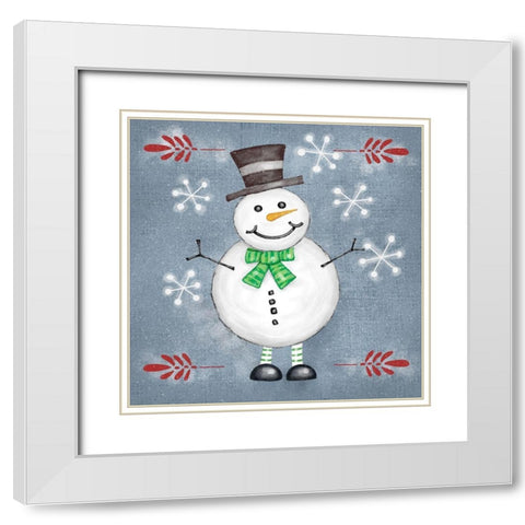 Folksy Christmas II White Modern Wood Framed Art Print with Double Matting by Zarris, Chariklia