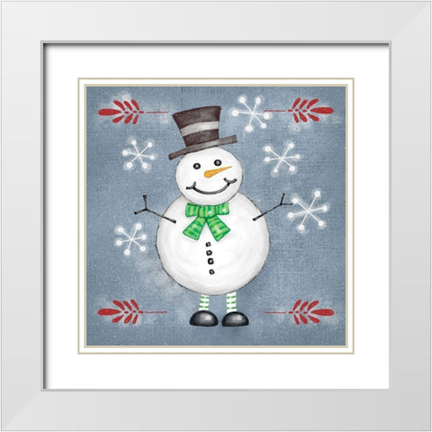 Folksy Christmas II White Modern Wood Framed Art Print with Double Matting by Zarris, Chariklia