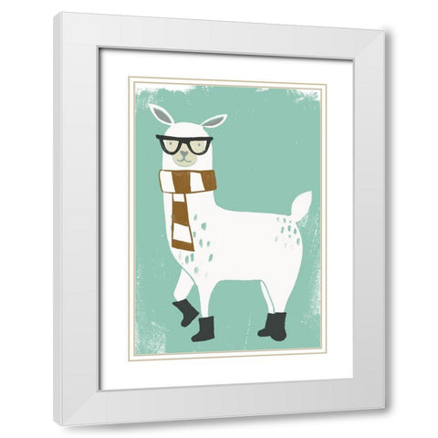 Bundle Up Llama II White Modern Wood Framed Art Print with Double Matting by Vess, June Erica