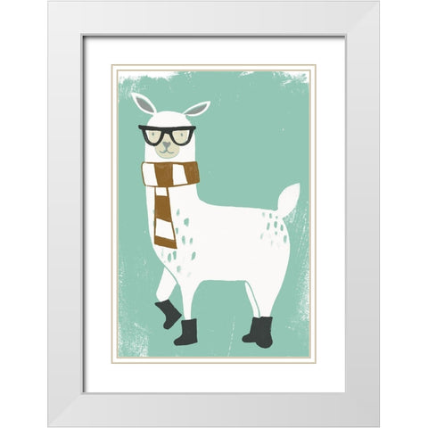 Bundle Up Llama II White Modern Wood Framed Art Print with Double Matting by Vess, June Erica