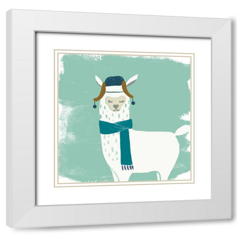 Bundle Up Llama III White Modern Wood Framed Art Print with Double Matting by Vess, June Erica
