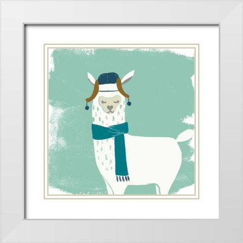 Bundle Up Llama III White Modern Wood Framed Art Print with Double Matting by Vess, June Erica