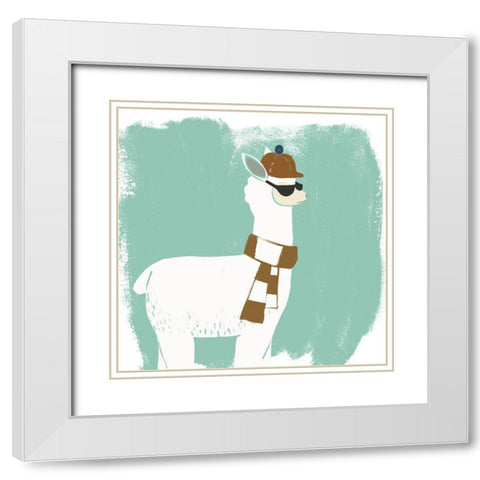 Bundle Up Llama IV White Modern Wood Framed Art Print with Double Matting by Vess, June Erica