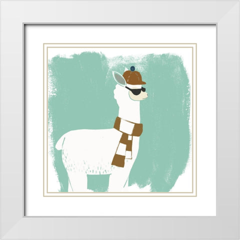 Bundle Up Llama IV White Modern Wood Framed Art Print with Double Matting by Vess, June Erica