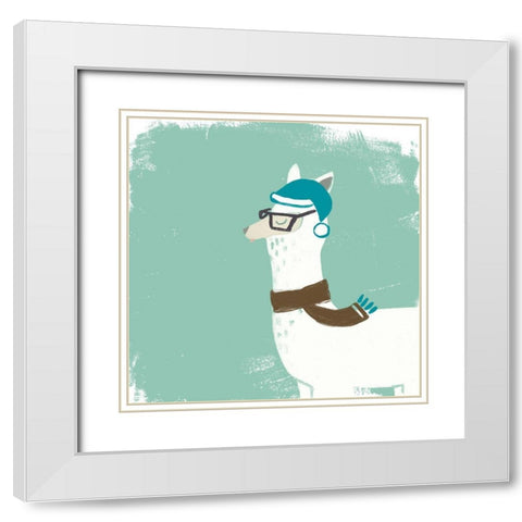 Bundle Up Llama VI White Modern Wood Framed Art Print with Double Matting by Vess, June Erica