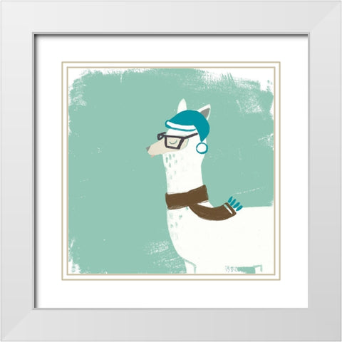 Bundle Up Llama VI White Modern Wood Framed Art Print with Double Matting by Vess, June Erica
