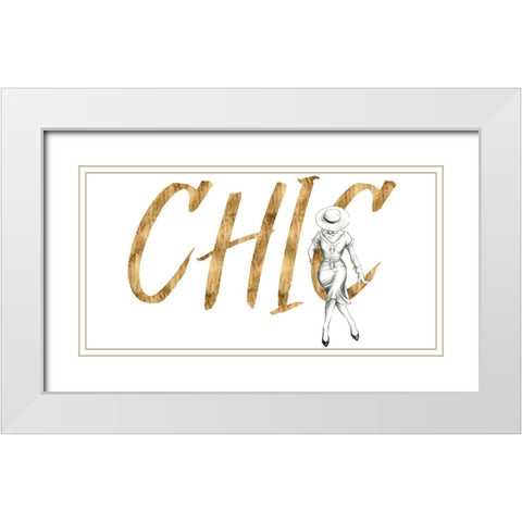 Gilded Fashion Figures I White Modern Wood Framed Art Print with Double Matting by Popp, Grace