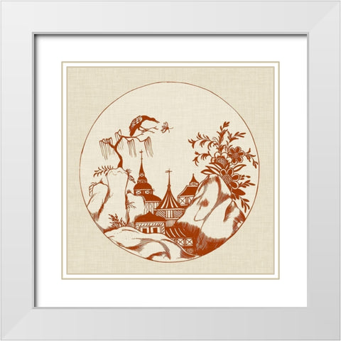 Ornamental Pagoda II White Modern Wood Framed Art Print with Double Matting by Vision Studio