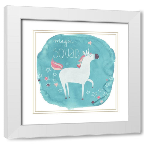 Magic Unicorn Squad III White Modern Wood Framed Art Print with Double Matting by Vess, June Erica